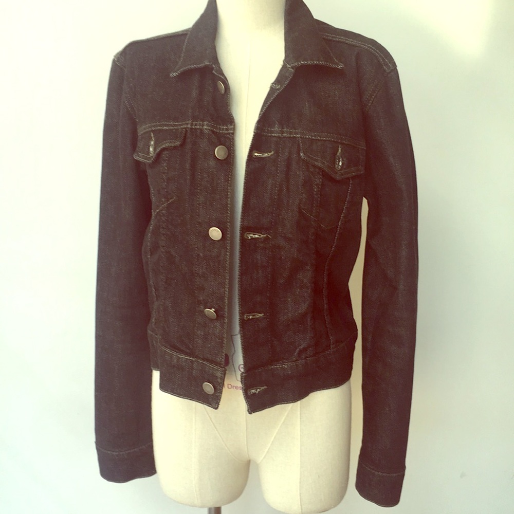 Theory Black Denim Jean Stretch Jacket Italy M